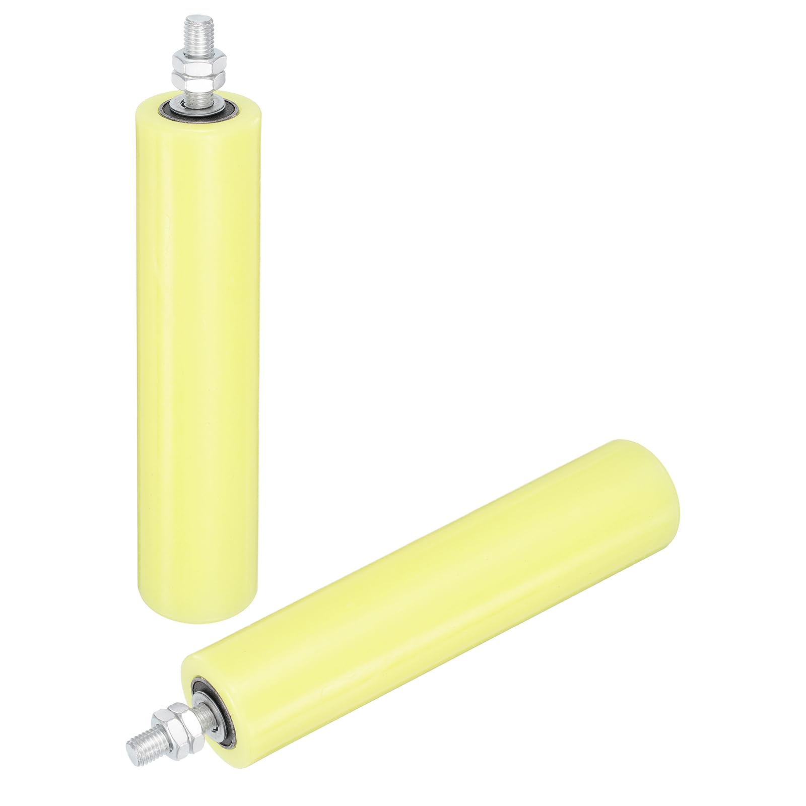 QUARKZMAN 2pcs Galet Guide pour Portail Coulissant 50x200mm, M12 Roulette Nylon Guide au Sol pour Porte Grange Coulissante, Roue Universel avec Roulement à Billes Scellé pour Portail, Jaune