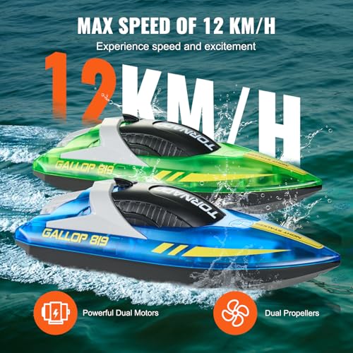Vevor RC BOAT, 2 PACK 2.4GHZ 12 KM/H Rc Boat For Kids, 2Pack Remote Control Boat thumb #2