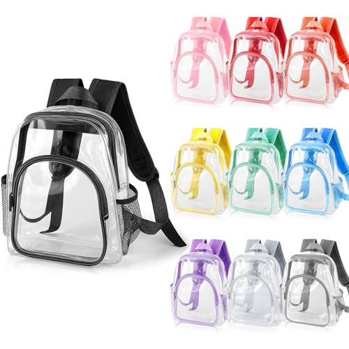 Aliceset 10 Pcs Clear Backpack Bulk Heavy Duty Clear Bookbag Transparent Waterproof Color Back Packs Donation Sports Stadium (12 Inch)
