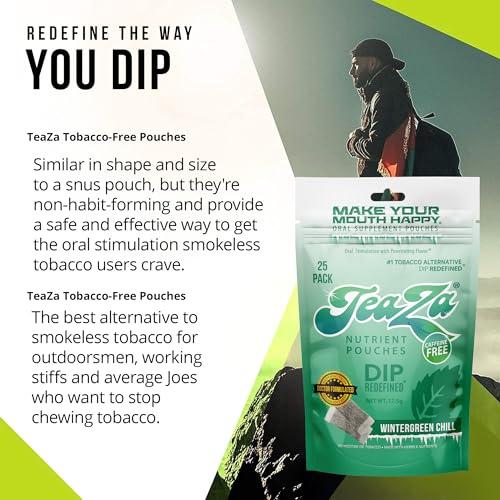 Image of TeaZa Herbal Energy Pouch - Tobacco Alternative - Nicotine Free (Wintergreen Chill, 1 Bag)