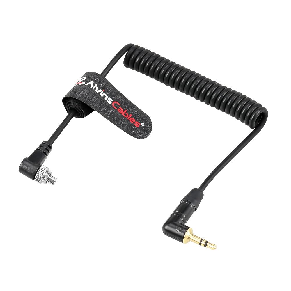 Alvin’s Cables Tentacle timecode Cable pour Panasonic Lumix S1H, GH5S, GH6, GH7 Caméras, 3,5 mm TRS pour verrouiller le câble enroulé PC pour tentacule sync-e, piste-e, barre de temps