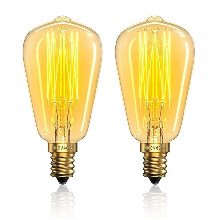 Dicimi E14 ST38 Vintage Dimmable Bulb, 2700K Warm White High Temp for Candle Warmer/Aroma Lamp, Decorative Replacement for Electric Wax Burner & Retro Wax Melt Burner, 2 Pack