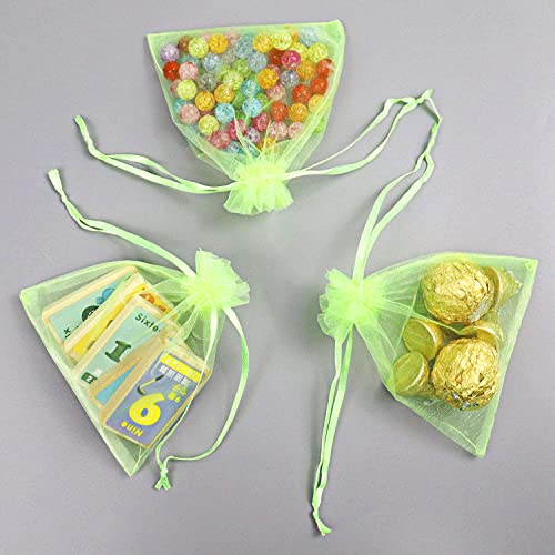 Image of Dealglad 50pcs Drawstring Organza Jewelry Candy Pouch Christmas Wedding Party Favor Gift Bags (3.5x4.5 inch, Light Green)