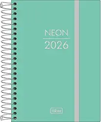 Tilibra - Agenda Espiral Diária 11,7x 16,4 cm Neon 2026 - Verde