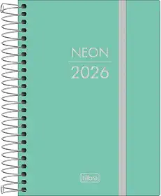 Tilibra - Agenda Espiral Diária 11,7x 16,4 cm Neon 2026 - Verde