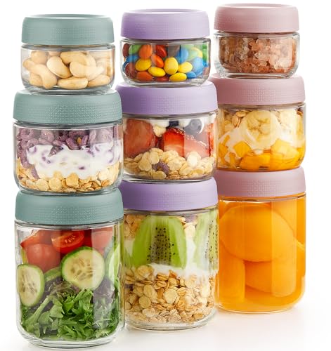 Hongqu 9 pots avoine overnight verre 16oz 10oz 4oz