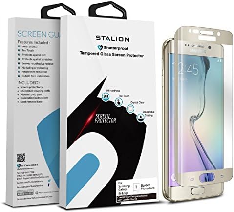 Stalion Tempered Glass Screen Protector for Samsung Galaxy S6 Edge - Retail Packaging -  Gold Platinum