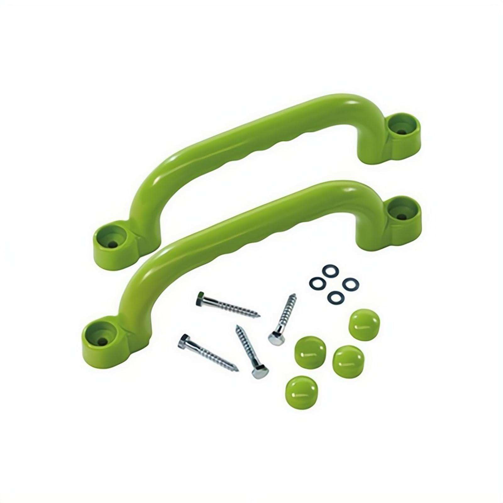 2pcs Playground Safety Handles, Playset Handles, Heavy-Duty Plastic Grab Handle Bars for Tree House Playhouse Backyard Jungle Gym (Green)