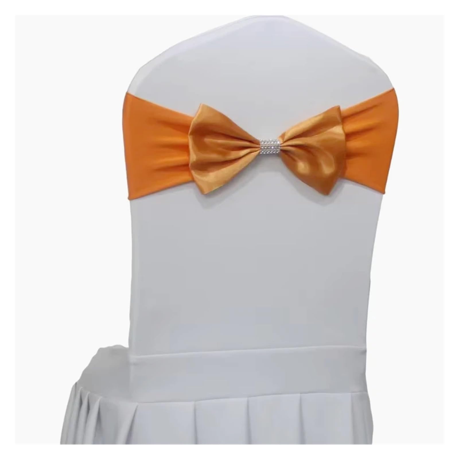 Bandas de licra para sillas de boda decoradas con pajarita brillante