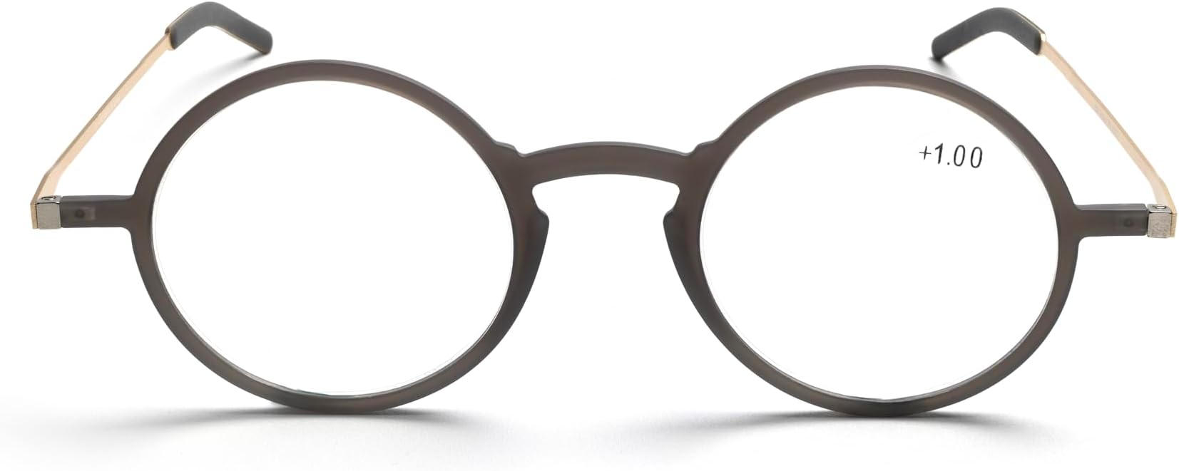 GenericA&A Blue Light Blocking Reading Glasses, Gaming Eyewear Computer Anti Eyestrain Glare UV Thin Case with Magnet Slim Modern Optical Sun Men Women Grey frame and Mat Gold Tip