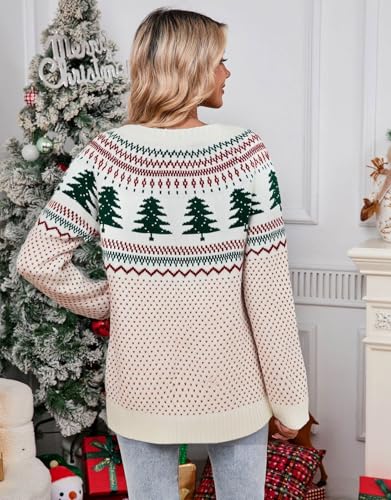 Image of Women's Vintage Fair Isle Pullover Sweater Lightweight Knit Tops