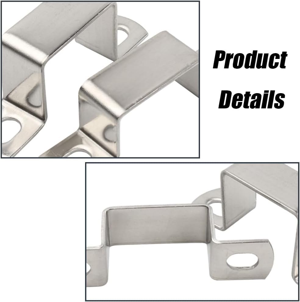 TOP-VIGOR 6Pcs U Shaped Connector Bracket 35 x 40mm 304 Stainless Steel for Door Closed Bar Holder Strut Channel and Fixing Tube Pipe Wire - Image 4