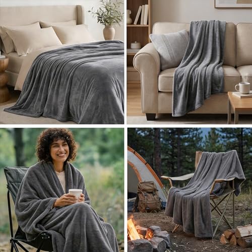 CozyLux Kuscheldecke Flauschig Decke 150x200 - XL Flanell Kuscheldecke 150x200, Weiche Sofa Decke, Warme Fleecedecke Wohndecke für 4 Jahreszeiten, Leicht Sofa Überwurf, Blanket 150x200 cm, Grau