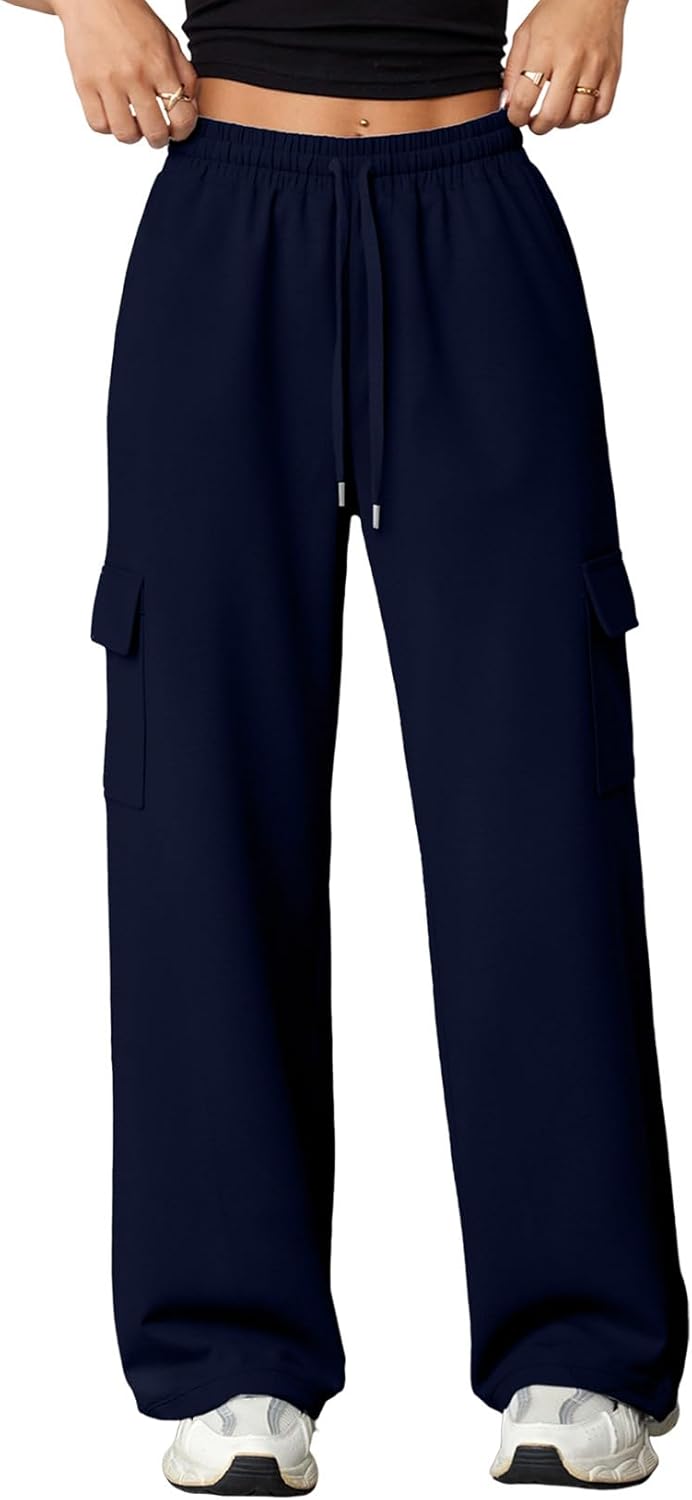 High-Waisted Women’s Cargo Sweatpants with Pockets – Baggy Joggers