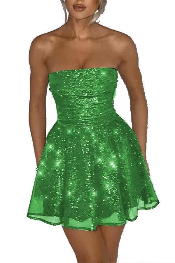Sparkly Homecoming Dresses for Teens Tulle Strapless HOCO Dress Short Evening Party Cocktail Dress