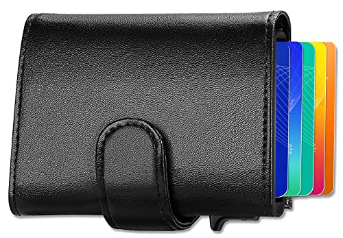 HOOMIL Porte-Cartes de Crédit Homme, Porte-Cartes [Cuir de Vachette] Grande Capacité, Porte-Cartes de Crédit avec Protection RFID pour Hommes et Femmes Cover