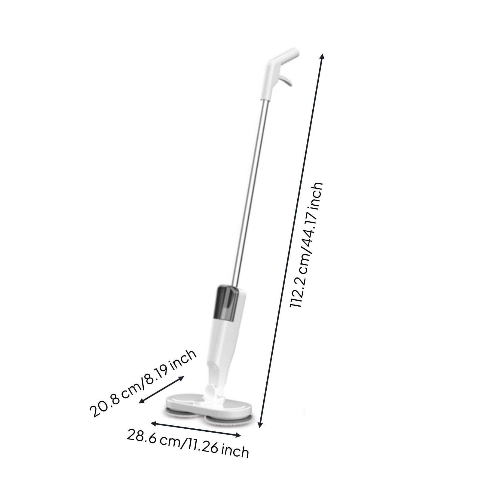 Limpiador de Suelos Recargable USB sin Cables Mopa Eléctrica con Depósito Secado Rápido Escoba Húmeda para Apartamento, Blanco