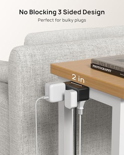 Image of TROND Small Footprint Desk Clamp Power Strip with USB C PD 20W, Flat Plug Extension Cord Surge Protector 5ft, 6 Wide Space Outlets 4 USB, Fit 2.16 inch Tabletop Edge, Home Office Desk Accessories, Black