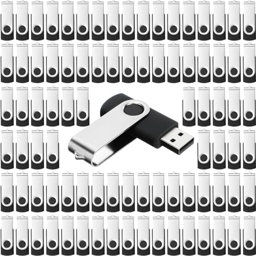 Kanayu 4GB 100 Pack USB Flash Drives Bulk 2.0 USB Thumb Drives Memory Drive with LED Light Portable Keychain Flash Drive for Data Storage Pc Computer Laptop Office School(Black)