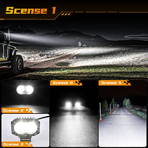 Image of Auxbeam 4In LED Offroad Light for Truck, 60W LED Driving Pod Lights Super Flood Beam 2Pcs Led Pods A-Pillars Bumper Offroad Lights Automotive Light Bar IP68 Waterproof for Jeep Motorcycle SUV Trucks
