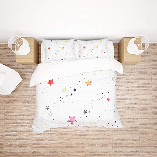 Parure de lit 3 pièces étoiles colorées polyester douce pour lit simple - 2