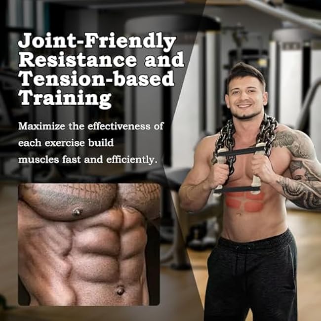 Rip Stick Portable Upper Body & Chest Workout Equipment with Adjustable Resistance Bands, Wooden Handles, Shoulder & Joint Rehab Home Gym ¨C Muscle Strength & Flexibility Training (8 Bands Included)