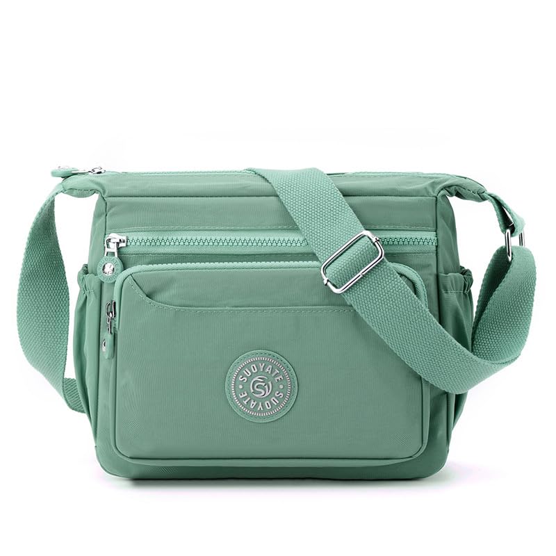 Milky Way Damen-Umhängetasche mit mehreren Taschen, wasserdicht, für Mädchen, Damen, für Sport, Schule, Wandern, Reisen, den täglichen Gebrauch, grün, Einheitsgröße