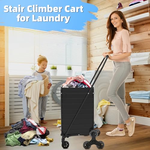 JIALIJIU Folding Stair Climber Cart - Waterproof Bag Included, Lightweight Utility Wagon with 360° Swivel Wheels for Grocery, Camping, Apartments, Laundry, Max Load 140 lbs, 10-min Assembly by JIALIJIU - Image 6