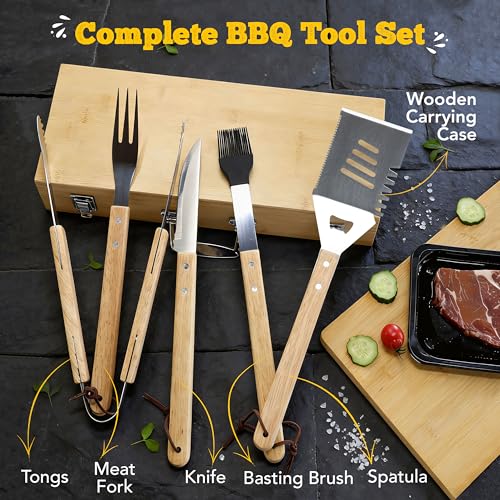 Set personalizado de herramientas para parrilla con caja de madera miniatura 2