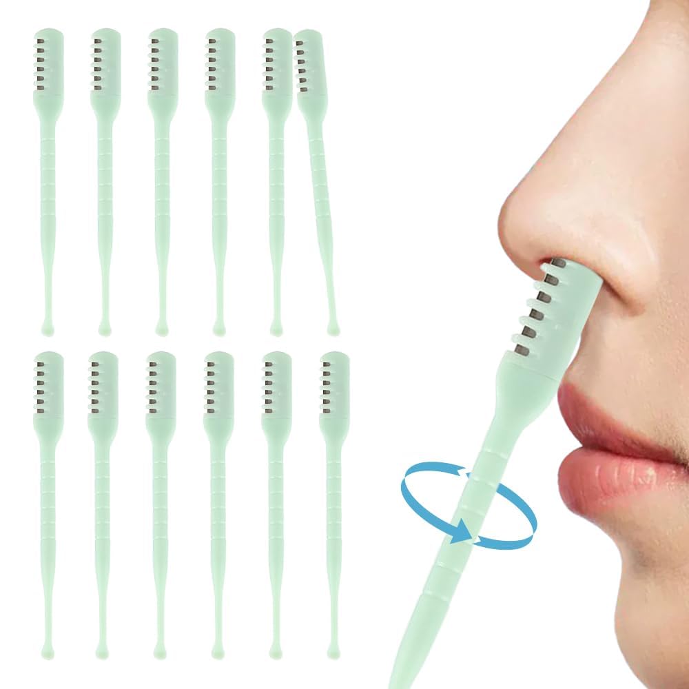 KASTWAVE 2-in-1 Nose Hair Trimmer, Upgrade Double Sided Nose Hair Knife, 360掳 Rotating Nostril Hair Removal Tool, Nose Hair Trimmer with Ear Picker, for Men Women (12 Pcs)