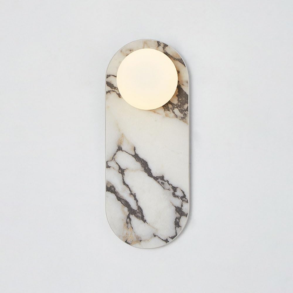 SXECAEPS Alabaster Wall Sconce Glass Globe Light Fixture Natural Marble Mounted Lamp Modern Vanity Sconces Lighting G4 Headboard Lamps for Bedroom Living Room