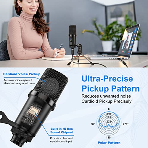 Image of Link Dream USB Microphone, USB Plug & Play PC Computer Condenser Mic for Streaming, Recording, Podcast, Voice Over, YouTube, Twitch, Zoom, Compatible with PC, Laptop, Desktop