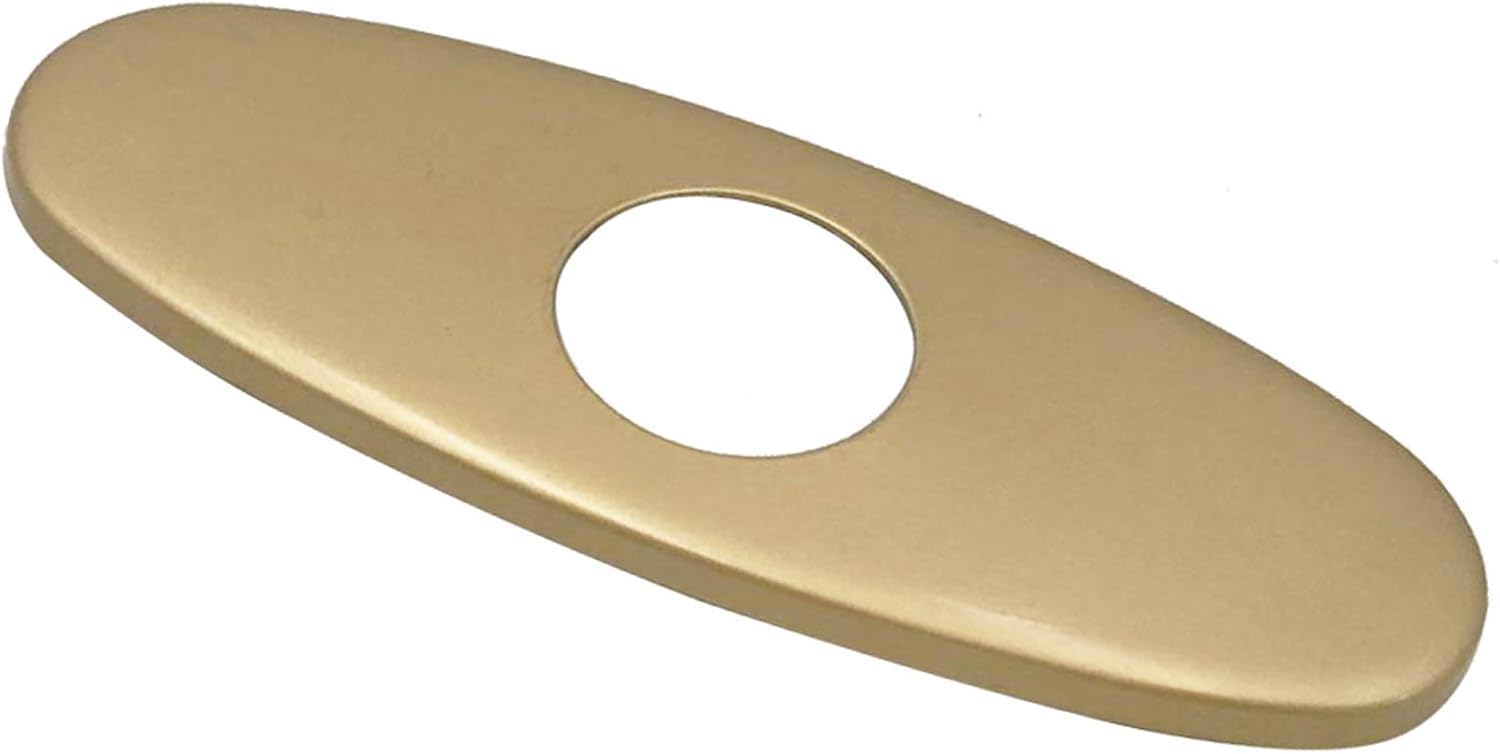 Wovier Faucet Plate,Matte Gold Sink Hole Cover Plate,6" Escutcheon Plate 304 Circular Stainless Steel Deck Plate for 1 or 3 Hole Bathroom or Kitchen Sink Faucet Mixer Tap