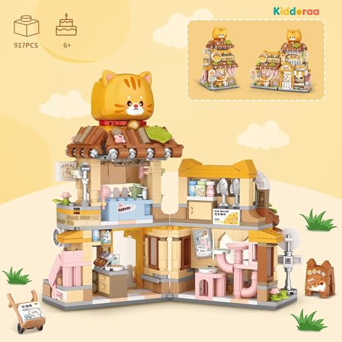 Image of Kawaii Cat Shop Mini Building Blocks Set, 917+ PCS Cute Street View Architecture Model Kit for Teens & Adults 14+ | Mini Brick Collectible Home Decor Toy | 1 Year Manufacturing Warranty