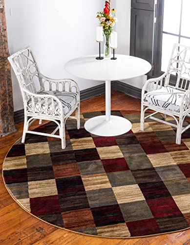 Image of Unique Loom Barista Collection Area Rug - Gava (10' Round, Multi / Brown)