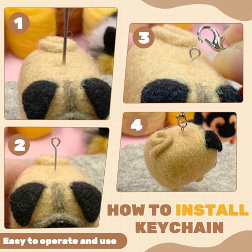 Yitexin 6 Stück Hunde Nadelfilz Kit, Wollfilzen mit Anleitung, Filzpad, Nadeln, Schlüsselanhänger, Augen, Schere, DIY Starter Kit für Anfänger Erwachsene Geschenke Zuhause (6 Hunde)