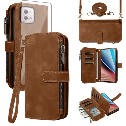 Protégez votre Motorola G Stylus 2023 contre les bris d'écran avec cet étui zippé marron