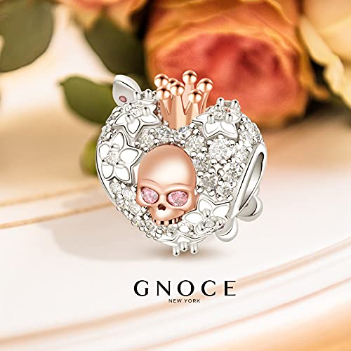 Image of GNOCE Skull Charm Bead Silver Pendant Dangle Charms fit Bracelet /Necklace Jewelry Gift for Women Men