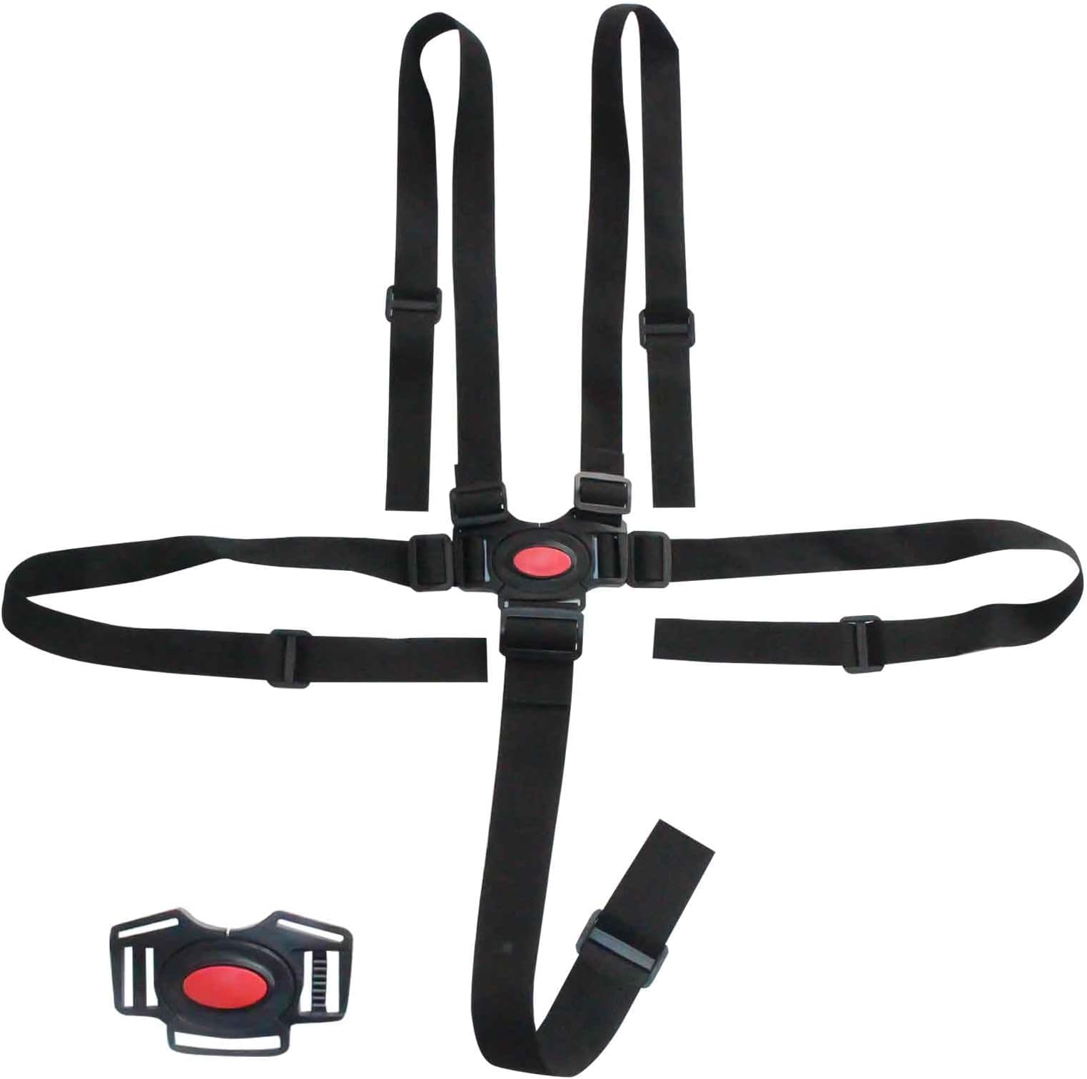 AWAVM Baby High Chair Straps Adjustable Baby Seat Belt 5 Point Harness Straps Safety High Chair Harness,High Chair Replacement Straps for Stroller High Chair Pram Buggy Children Kid Pushchair (Black)