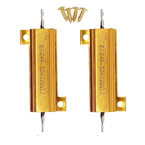 2 Piezas 50W 200 Ohm Resistencias de alambre de aluminio de alta potencia con tornillos