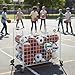 MyGift White Ball Cart with Wheels, Metal Rolling Sports Ball Storage Cage, Sports Equipment Organizer for Basketball, Football, Soccer, Volleyball