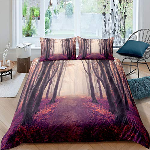 Teens Forest Duvet Cover Tree Branches Botanical Bedding Set For Kids Adult Women