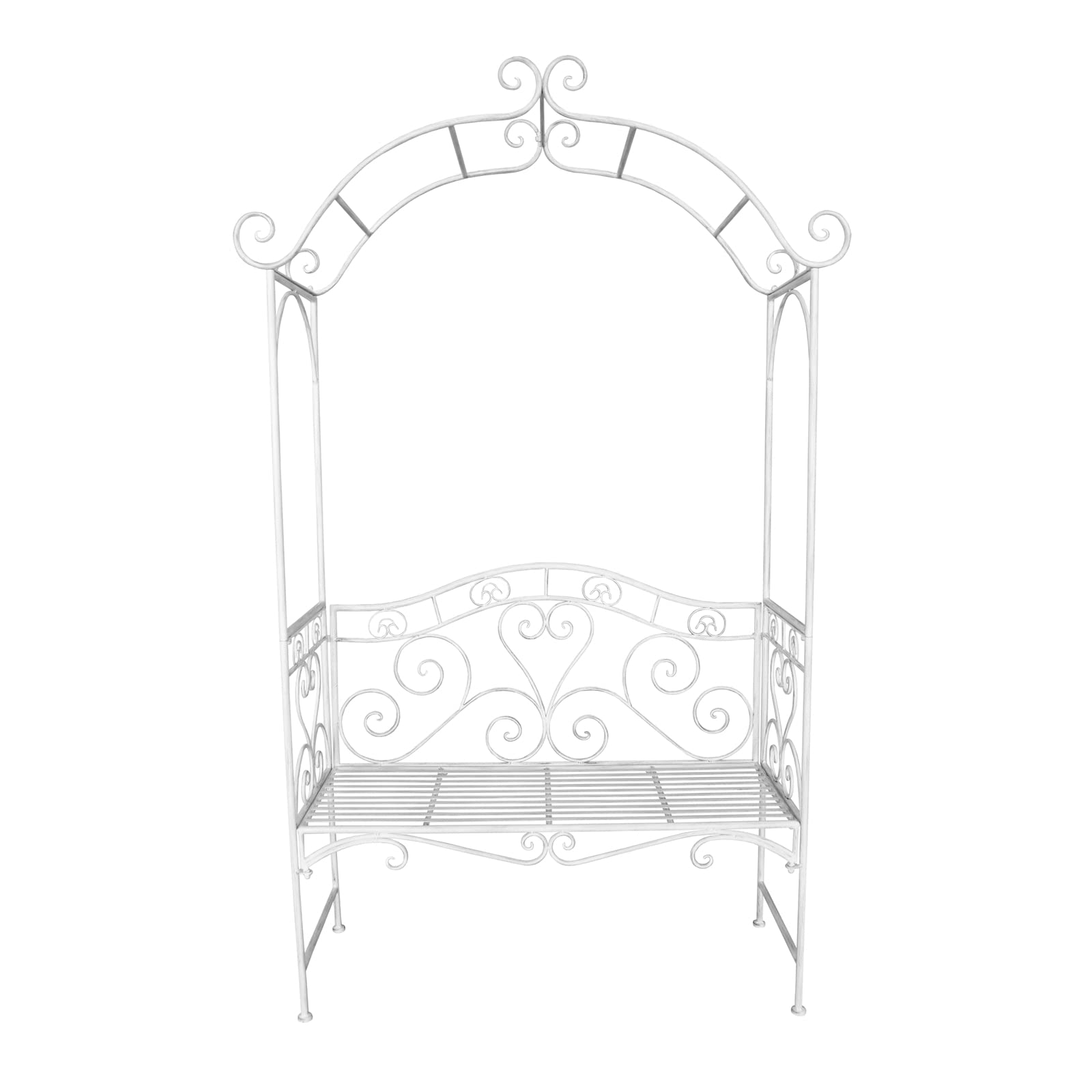 HTI living Romantische Gartenbank mit Rosenbogen aus Metall Celia Rankhilfe Metall nostalgisch Weiß