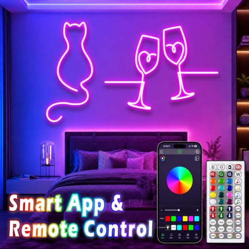 Image of 16.4 Feet Magic Neon Strip Light | App & Remote Control, Music Sync, Multi-Colour Modes | Ideal for Gaming Room & Wall Decor | (Magic NEON RGB)