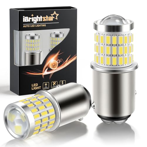 iBrightstar 1157 LED Bulb White BAY15D 2057 2357 7528 LED Daytime Running Lights Bulbs Super Bright for Back Up Reverse Lights Brake Tail Lights Turn Signal Lights 2 Pack