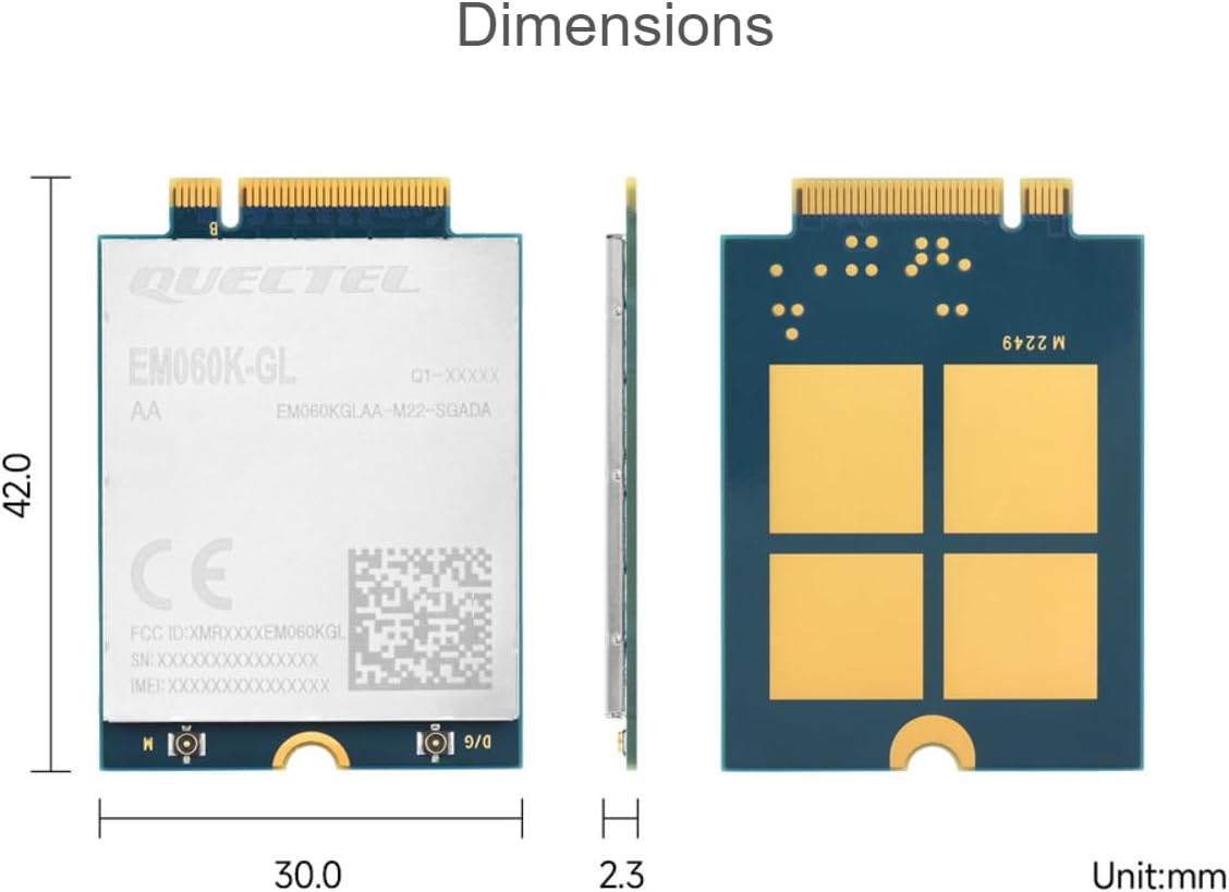 Quectel EM060K-GL Module LTE-A Cat 6 Module with M.2 Form Factor Global Multi-Band GNSS Positioning