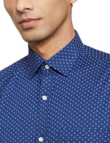 Image of Park Avenue Men's Pure Cotton Print Pattern Slim Fit Semi Cutaway Collar Full Sleeve Formal Shirt