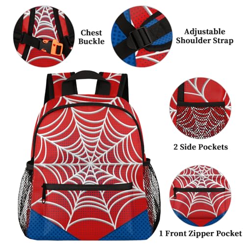 Toddler Backpacks for Boys Girls 2-4: Kids Cartoon Schoolbag Lightweight Waterproof Book Bag for Preschool, Kindergarten, Elementary Back to School Children 12 Inch, Red Spider Web3