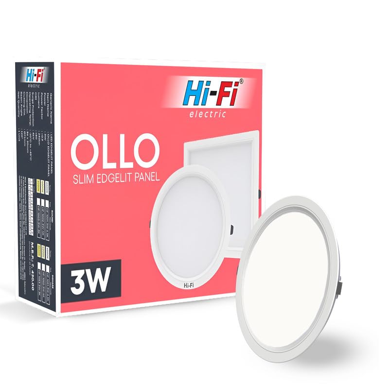 Image of Hi-Fi OLLO Polycarbonate 3-Watt Round Led Downlighter| Recessed Led Downlight|Led Ceiling Light for Home and Hall|Cut Out: 68 mm, Color: Natural White (4000K) Pack of 1