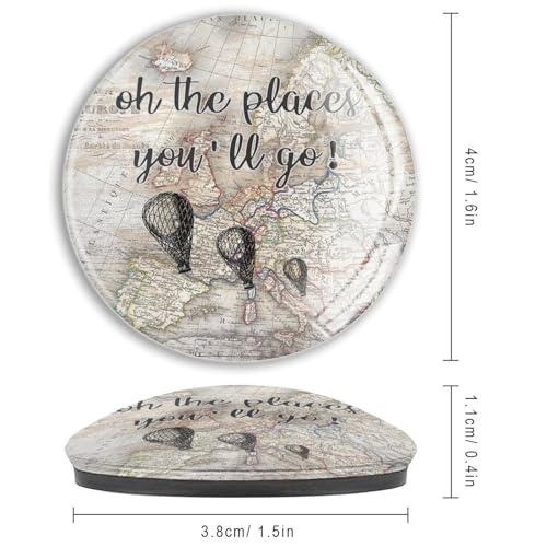 Imanes de cristal para nevera con diseño de mapa vintage de 3cm 4
